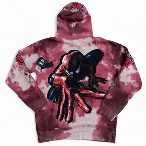 Civil Regime Marvel Spider-Man red marble floral rose tie-dye hoodie